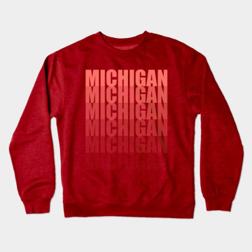 Michigan Gradient in Living Coral Crewneck Sweatshirt