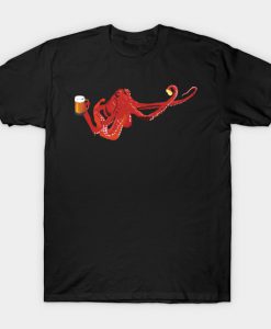 Red Octopus Beer lover T-Shirt