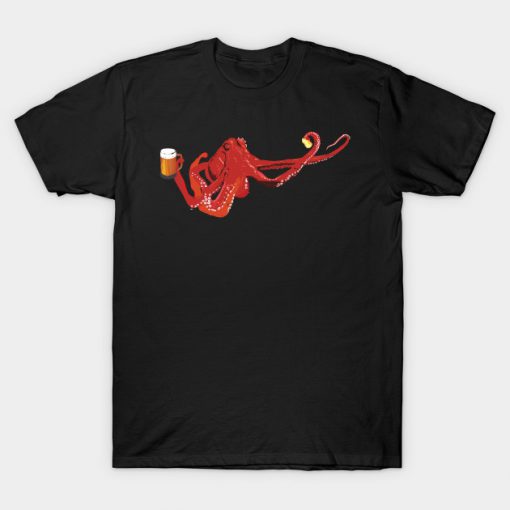 Red Octopus Beer lover T-Shirt