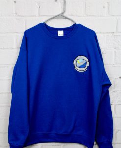 Royal Blue Astronaut Helmet Embroidered Sweatshirt