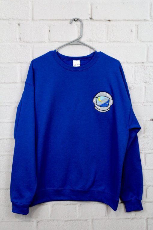 Royal Blue Astronaut Helmet Embroidered Sweatshirt