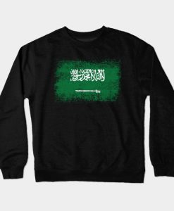 Saudi Arabia Distressed Flag Vintage Crewneck Sweatshirt