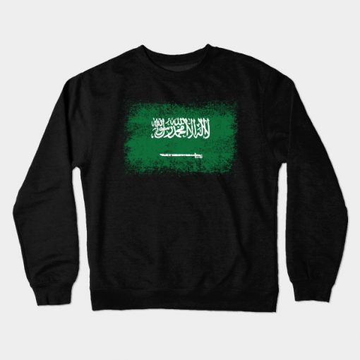 Saudi Arabia Distressed Flag Vintage Crewneck Sweatshirt