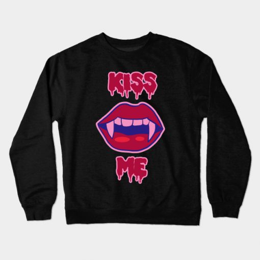 Sexy Kiss Me Halloween vampire lips Crewneck Sweatshirt