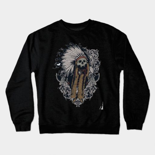 Vintage Skull Head of Indian Costume Crewneck Sweatshirt