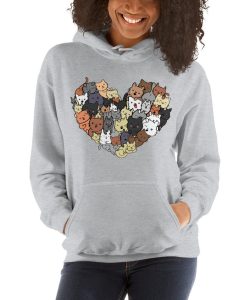 Cat Heart Kitty Lover Hoodie